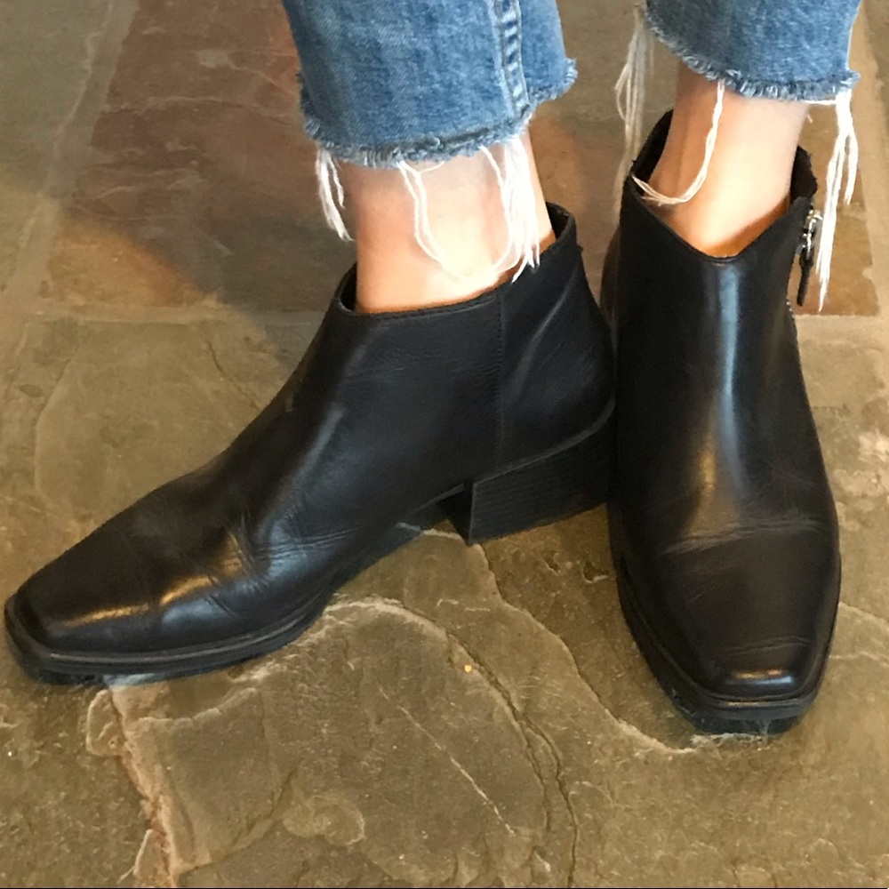 Zara black leather booties